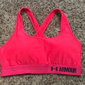 Pink under armour sports bra